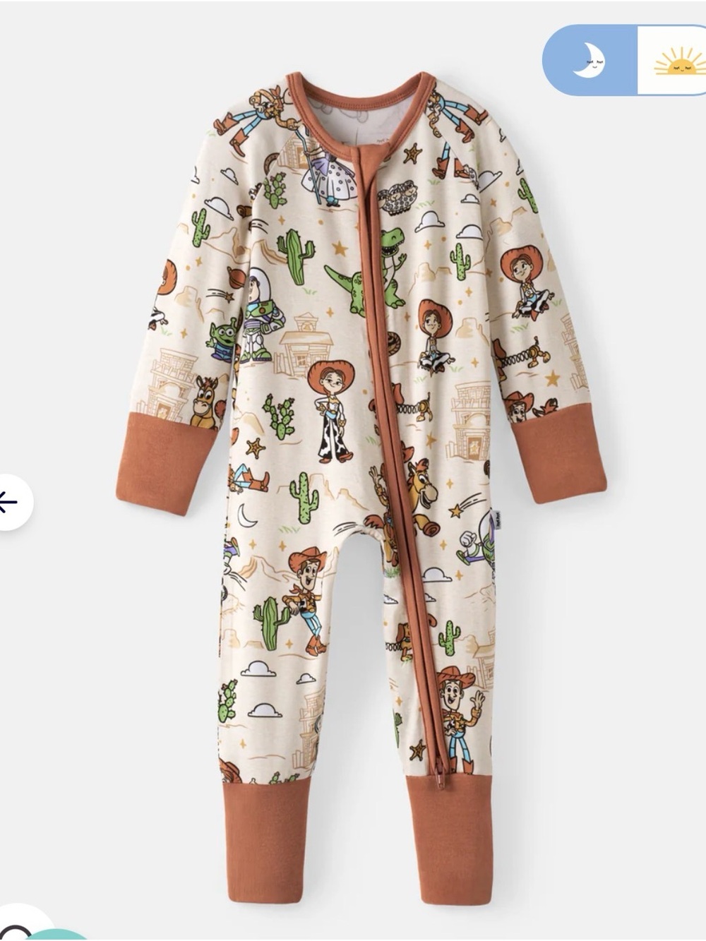 Little Sleepies Cream Woody Western Print One-Piece with Brown Trim - Picture 4 of 4